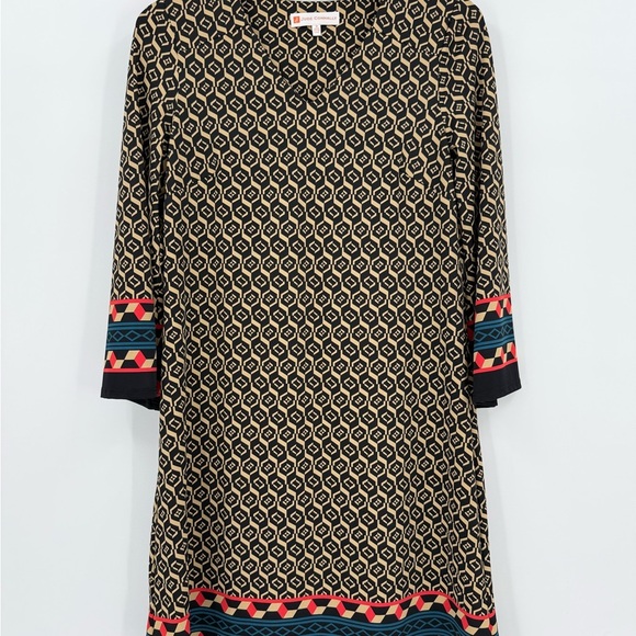 Jude Connally Lexi Dress V-Neck 3/4 Sleeve Hexigon Geo Black Size M - Picture 8 of 9